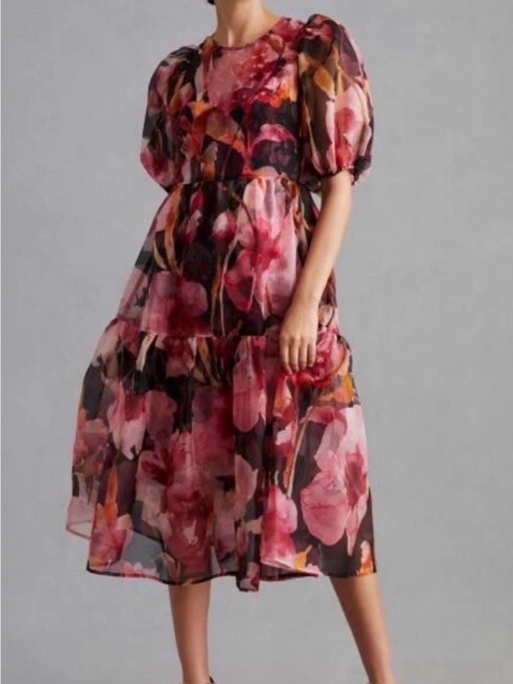 Antropologie Floral Silk Organza Midi Dress-XS-$260-A705